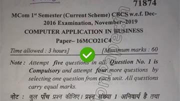 2019 Mdu MCom 1st Sem Computer Application in Business Question Paper