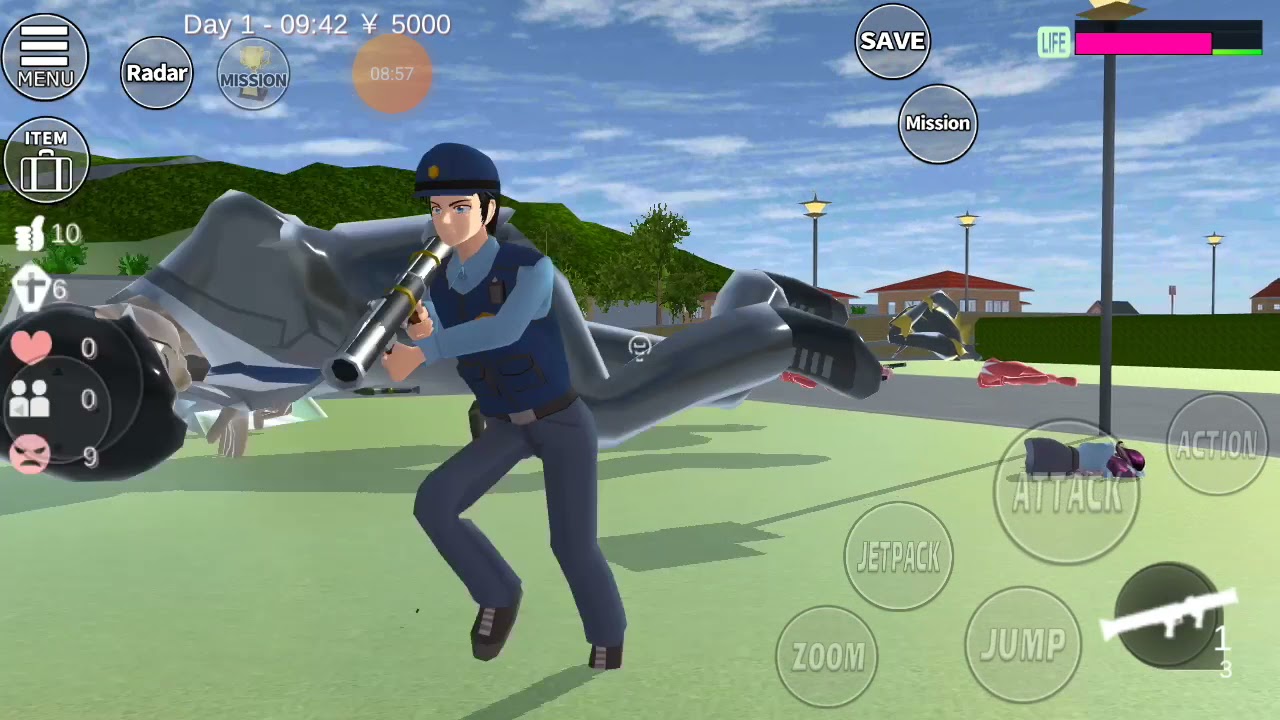 Battle police vs enemy's danger of enemy Sakura School Simulator