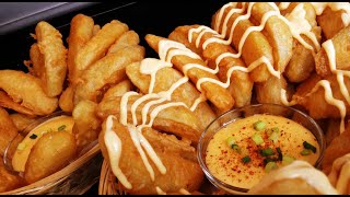 صوص# جبنة الشيدر بطريقه المطاعم   مع اصابع البطاطا المقرمشه #اطيب واسرع وصفه عشاء