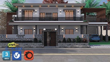 3d max elevation tutorial in Tamil - V-ray And Corona Rendering