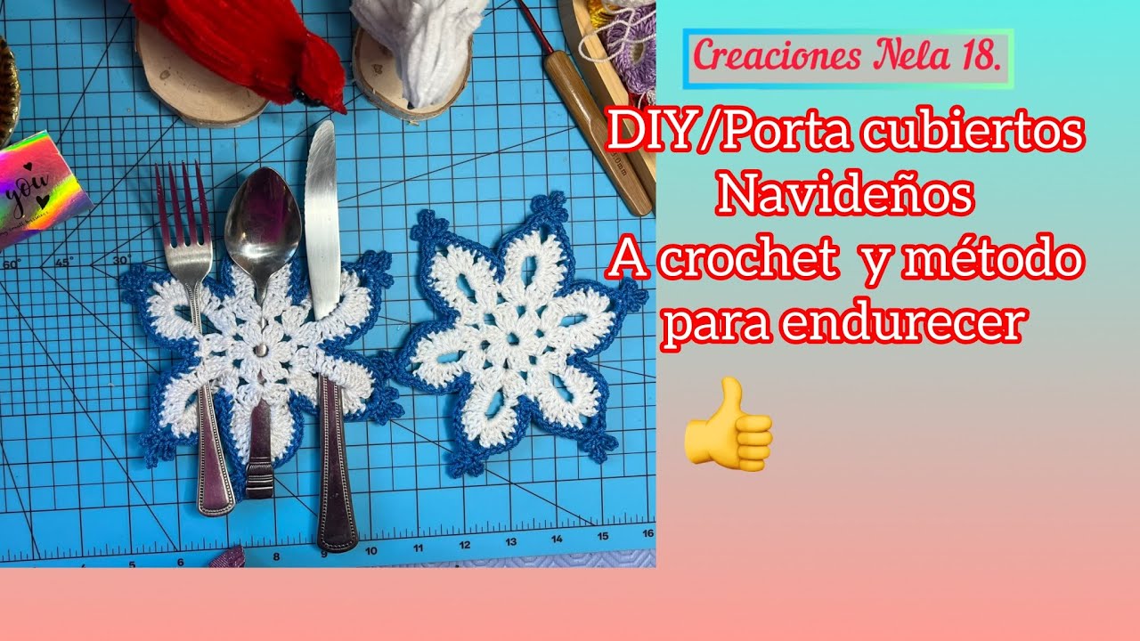 Tutorial, Porta Cubiertos Navideños a Crochet y método para endurecerlo🤩👍