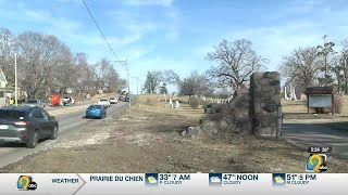 City of Cedar Rapids removes historic cemetery wall for road project
