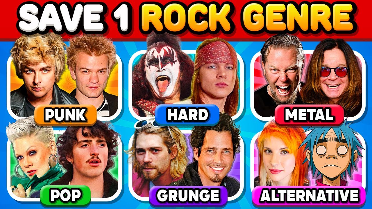 Save One ROCK GENRE 🤘🎸 | Punk vs Metal vs Grunge vs Hard vs Alternative vs Pop | Music Quiz