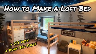 How to Make Loft Beds: Strong & Simple, Plus DIY Desk, & Bunk Bed Shelf
