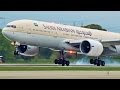 [FullHD] Saudi Arabian Boeing 777-200(ER) landing & takeoff at Geneva/GVA/LSGG