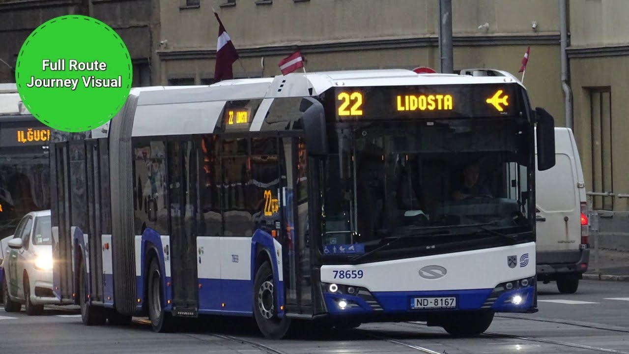 Rīgas Satiksme 22 Full Route Journey Visual- Abrenes Iela to Lidosta ...