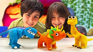 Figuras de Plastilina de nuestros Dinosaurios favoritos!! con Dani y Evan