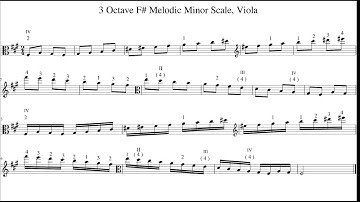 3 Octave F# Melodic Minor Scale, Viola