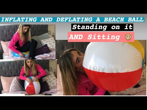 BLOWING UP A BEACH BALL - INFLATING AND DEFLATING A 24 INCH BEACH BALL ASMR INFLATABLE