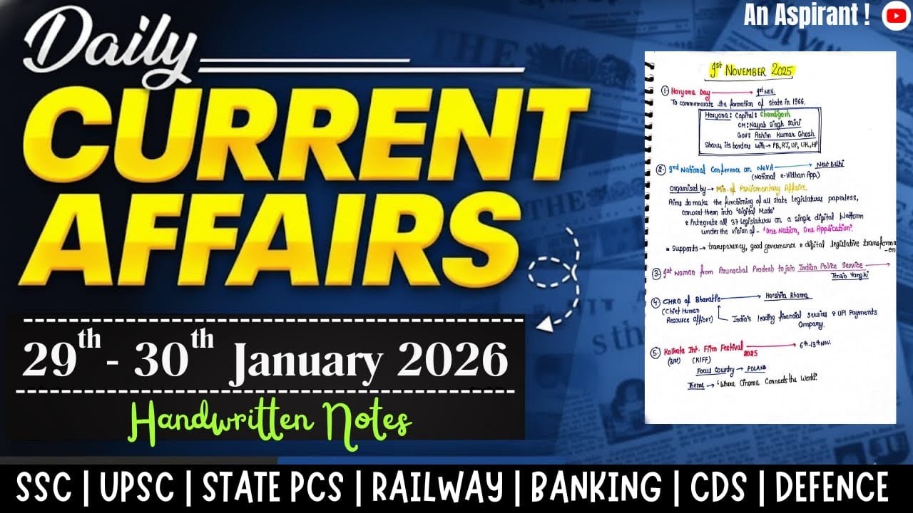29th-30th January 2026 || Daily current affairs || Handwritten notes ...
