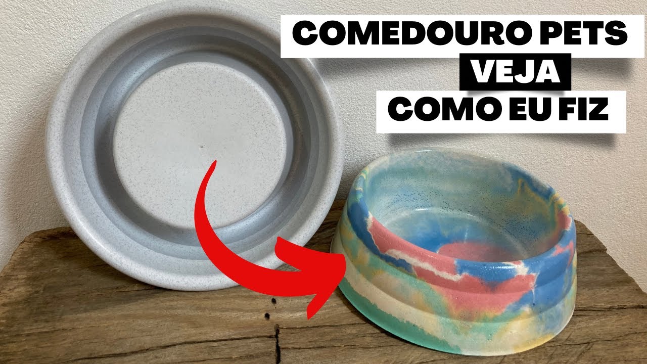 COMO fazer COMEDOURO PARA PETS DE CIMENTO feito com ARGAMASSA ACIII BRANCA e ficar colorido