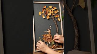 DIY art with leaf #art #diy #leafart #drawing #qweart @qwearts