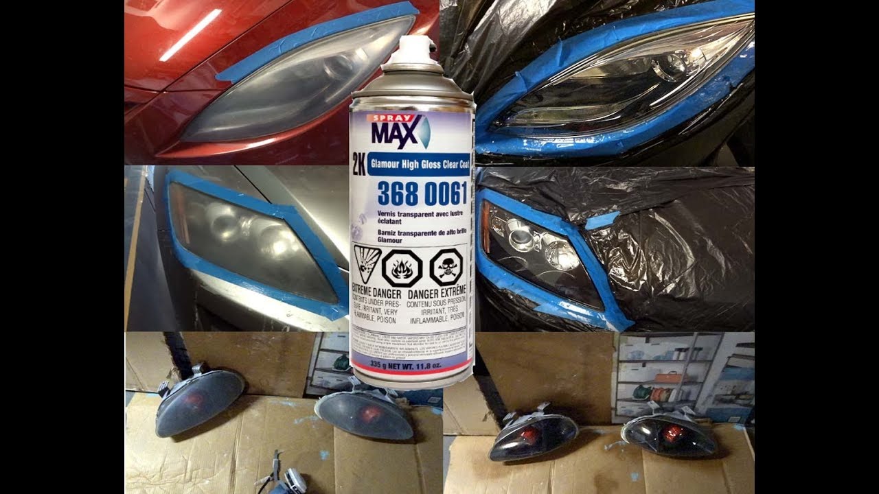 SprayMax 2K clear coat headlight restoration..1 spray can does 3 cars! 