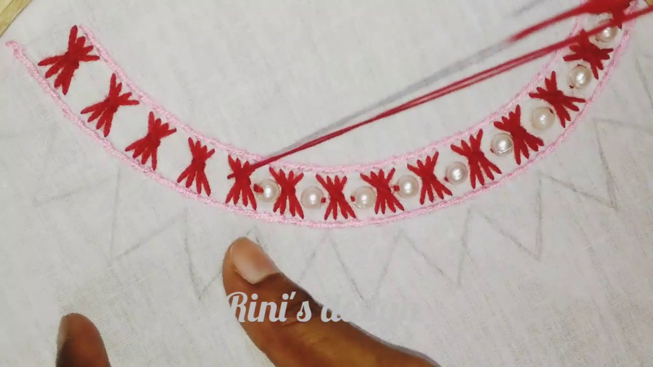 Simple flower hand embroidery designs,Latest hand embroidery design on kurti  - YouTube