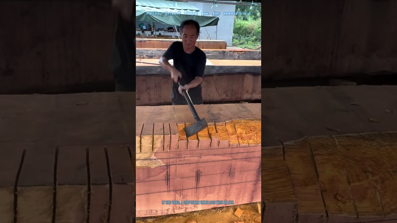 Traditional Woodworking: Trimming Logs with An Axe