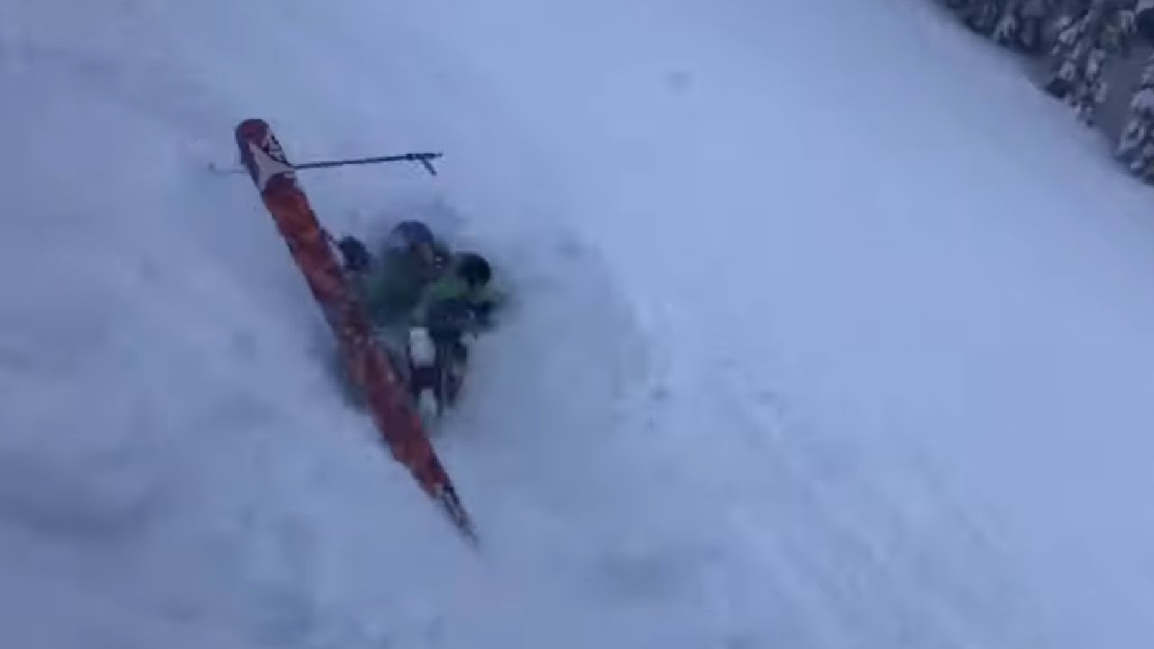 Skier Stumbled Upon His Skis And Got A Painful Hit - YouTube