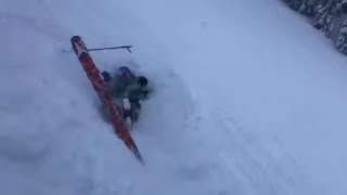Skier Stumbled Upon His Skis And Got A Painful Hit