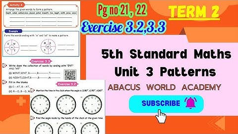5th std Maths(unit 3)Patterns,Exercise 3.2,3.3(pg no21,22)Term2,#Newsamacheersyllabus