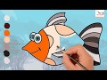 Learn Colors with Finding Dory Fish;  Draw and Color a Fish for Kids