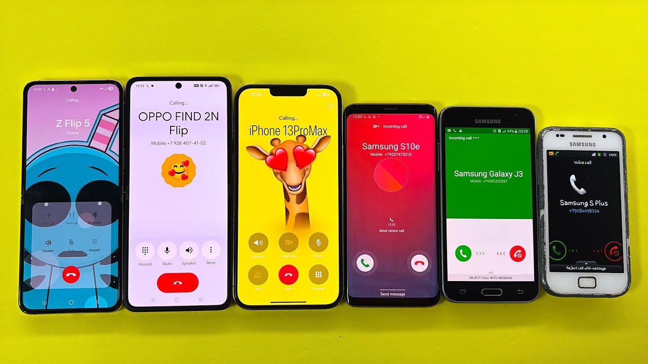 Incoming + Outgoing Call iPhone 13 ProMax + Samsung Z Flip + S9 + S Plus + J3 + OPPO Find Flip 