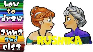 HOW TO DRAW ELSA AND ANNA FROM FROZEN - LEARN TO DRAW - DRAWING LESSONS (COLORING PAGES)