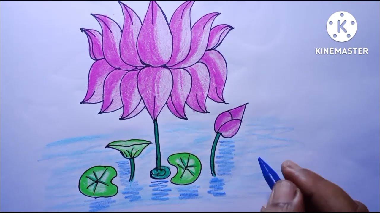 Lotus Drawing 💮/How to draw a lotus in easy way / step by step /Lotus