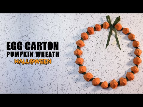 Easy to Make Halloween Pumpkin Wreath From Recycle Egg Carton