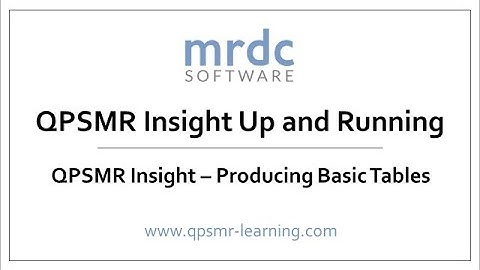QPSMR Insight   Producing basic tables