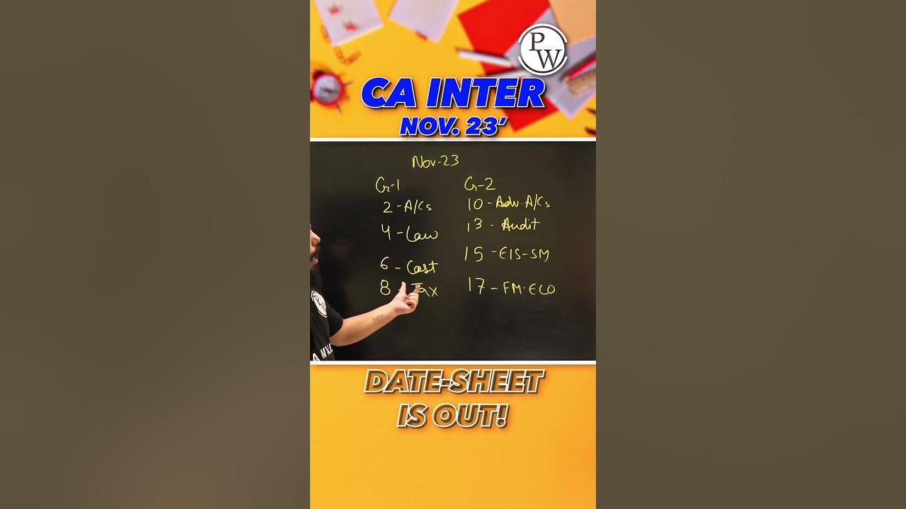 CA Inter Nov 2023 Exam Date Sheet Released Shorts ICAINotification 