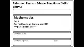 Functional Skills Maths E3 Past Paper 1 Pearson Edexcel