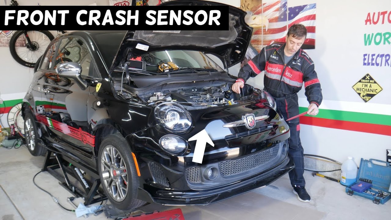 FIAT 500 FRONT CRASH AIRBAG IMPACT SENSOR LOCATION REPLACEMENT