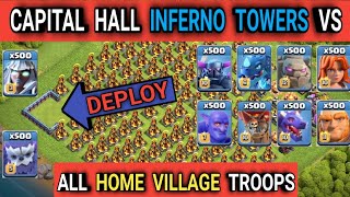 Inferno Towers😈 Vs Home Village Troops😎 | Epic Battle😱 | Fearlessmancoc #gaming #Video #clashofclans