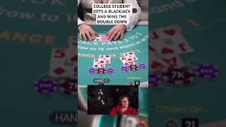 College Student Gets Blackjack And Wins The Double Down casino blackjack streamer onlinecasino