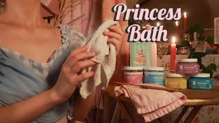 ASMR | Pretty Princess Bedtime Bath 🧼 (Hair Mask, Soaps, Scrubbing, Music) {layered sounds} screenshot 5