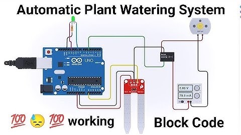 Automatic Plant Watering System using Arduino Tinkercad in English | Block Coding |Irrigation System