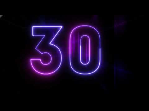 30 seconds countdown numbers glowing beautiful