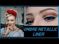 modern pin up makeup look / ombre metallic liner with red lips / cherry babydoll / maquillage facile