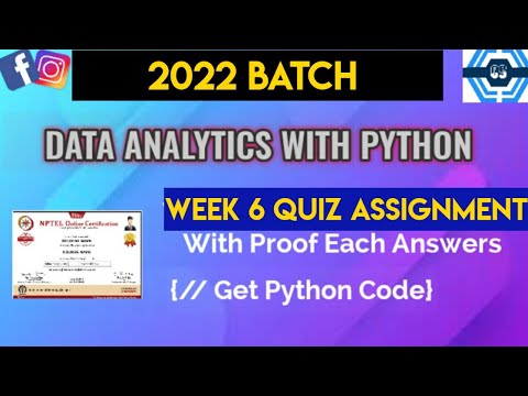 Data Analytics With Python | Week 6 Answers 2022 | NPTEL | SWAYAM |
