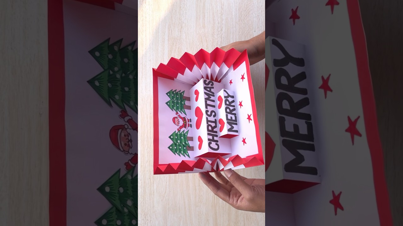 DIY Christmas pop-up card // Christmas greeting card making easy // Merry Christmas card #shorts