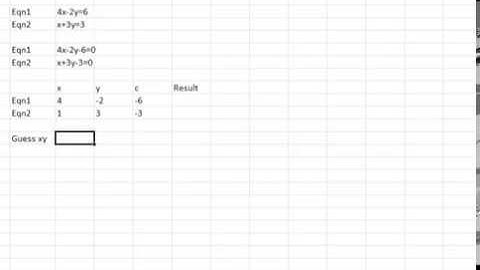 Solving simultaenous equations with Excel