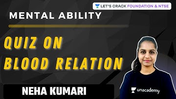 Mental Ability | Quiz on Blood Relation | Foundation & NTSE | Neha Kumari