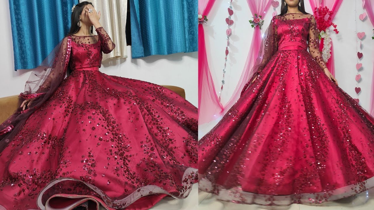 Wedding lehenga cutting and stitching/ DIY lehenga/ long dress/ crop ...