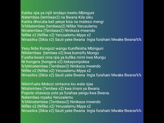 Katika Njia ya Injili iendayo Mbinguni Kwetu _ Ninakaza Mwendo Nifike Yerusalemu Mpya. class=