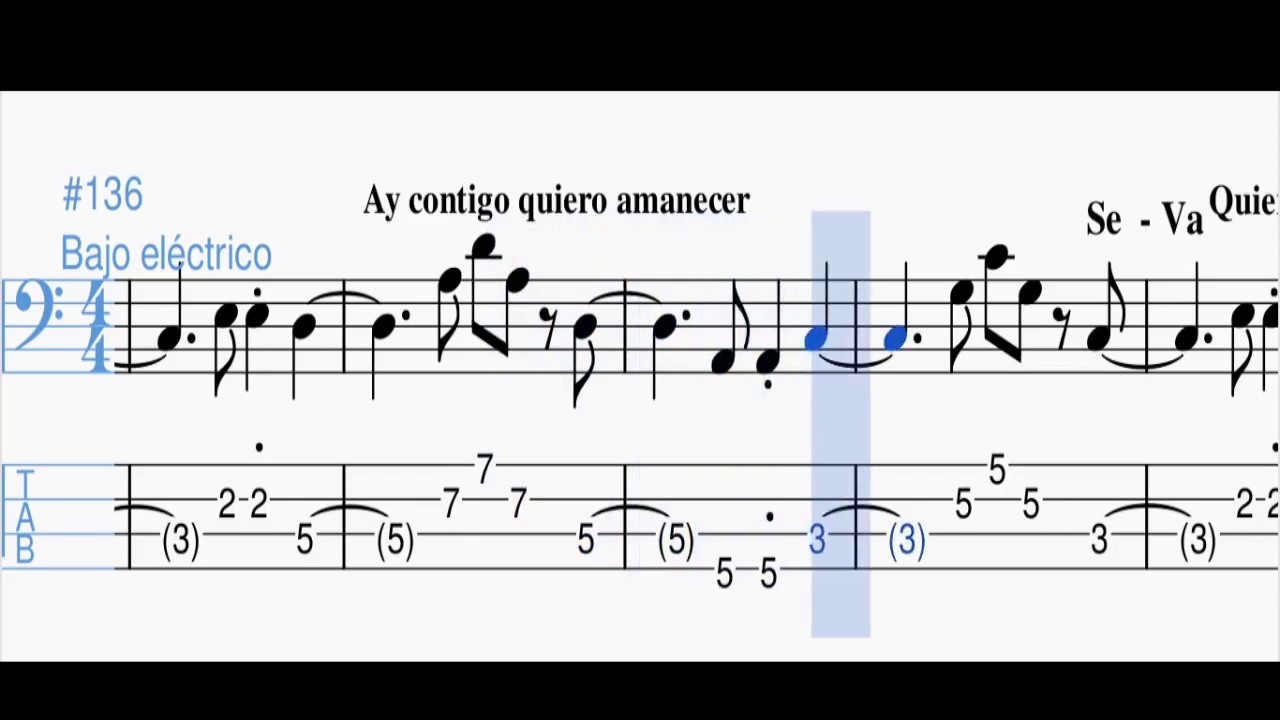 Quiero Amanecer - Bareto (Bass Tab)