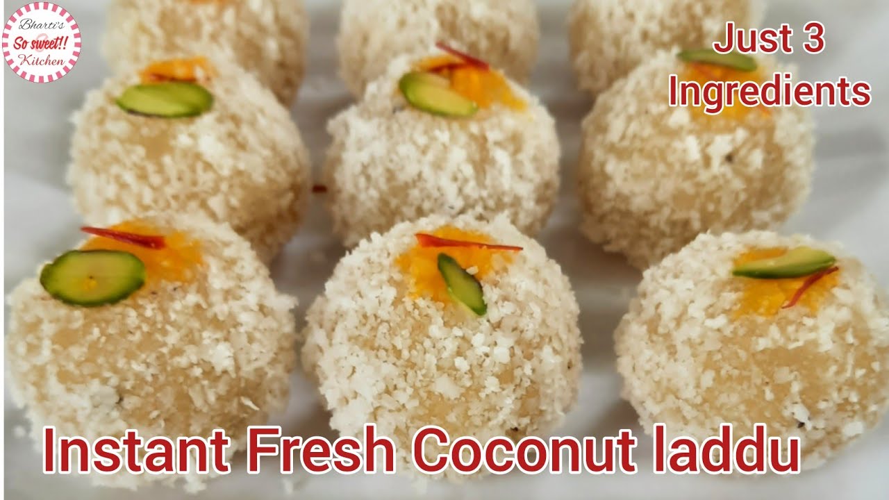 Fresh Coconut laddu | Nariyal Laddoo | बिना मावा,दूध,मिल्कमेड और चाशनी नारियल लड्डू बनाने की विधि | So Sweet Kitchen!! By Bharti Sharma