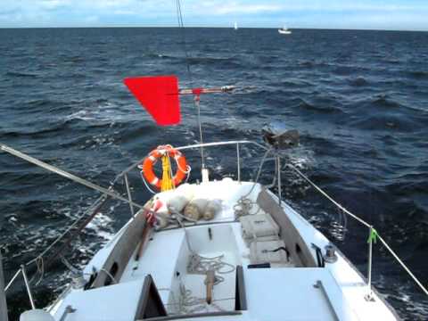 DIY yacht self steering system (wind vane) on Cal34 - YouTube