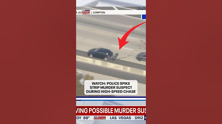 Police use a spike strip during a police chase of a possible murder suspect