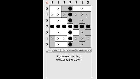Grey is Odd - Today grids. Solution level 1 7X7 dated 06-22-2024 #logicpuzzles #logicgames  #games