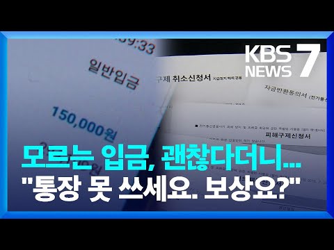   난데없는 입금 뒤 묻지마 계좌정지 금융위 대책 마련할 것 KBS 2023 01 09