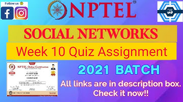 Social Networks | Week 10 Answers 2021| NPTEL ||